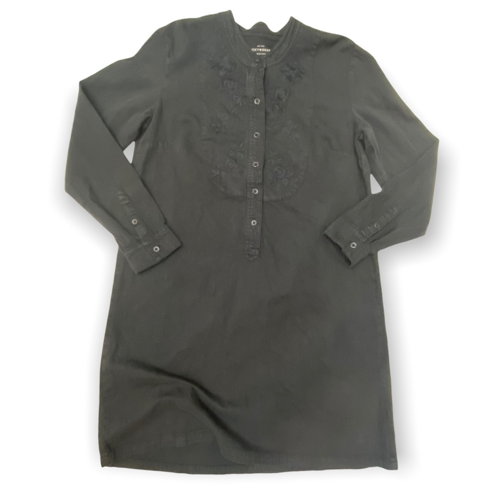 Lucky Brand Black Embroidered Shirt Dress